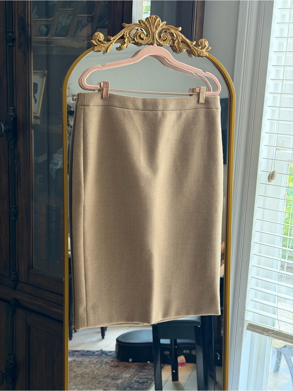 J. Crew NWT No 2 Pencil skirt in double-serge wool Camel Tan Size 10 TALL